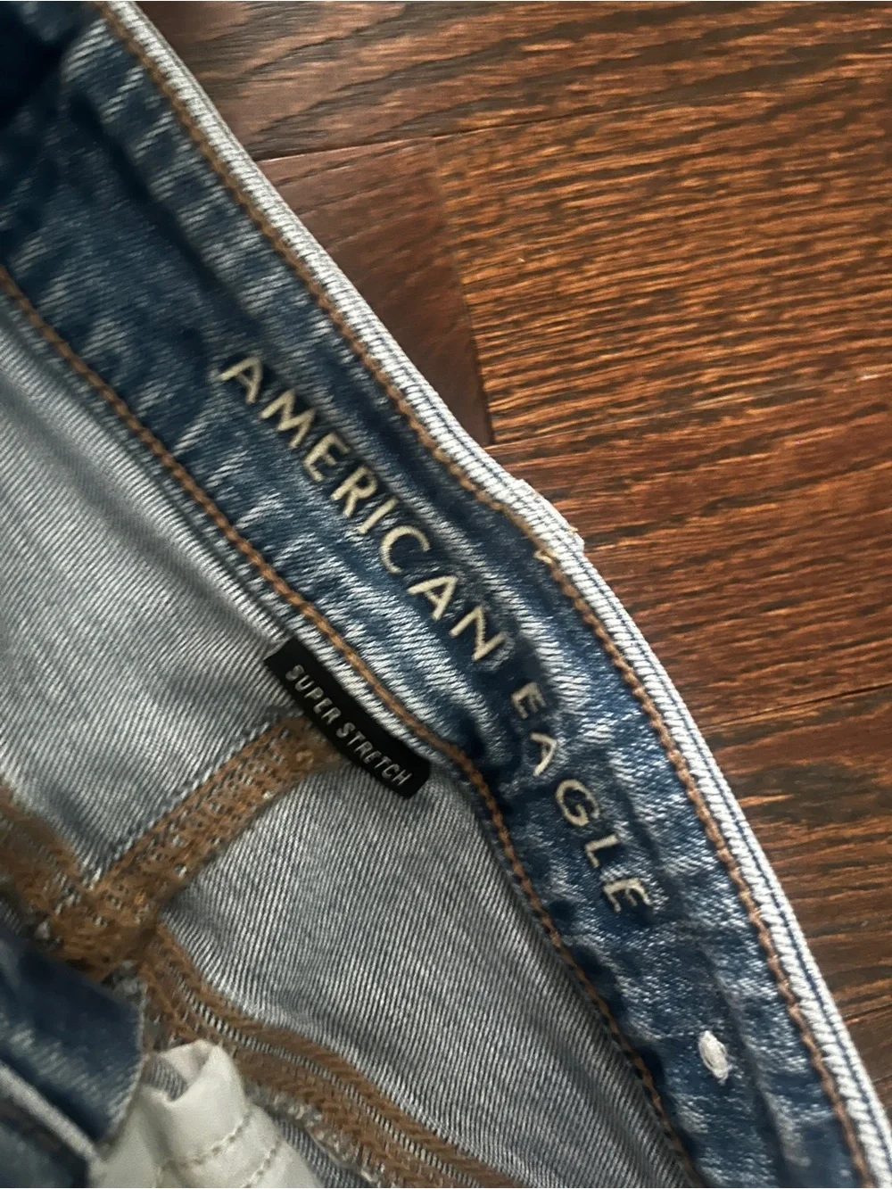 American Eagle Outfitters Distressed Light Blue Denim Mini Skirt